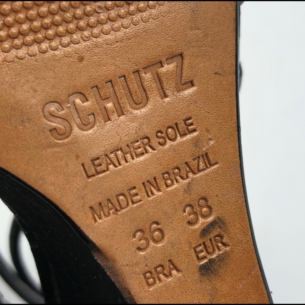 SCHUTZ Black Snakeskin Strappy Wedges Heels - Picture 7 of 7